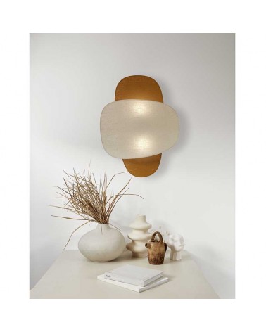 Aplique de pared 2 pantallas 76cm de lino E27