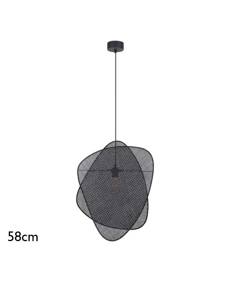 Ceiling lamp 58cm high with 2 reed shades black finish E27
