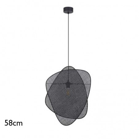 Ceiling lamp 58cm high with 2 reed shades black finish E27