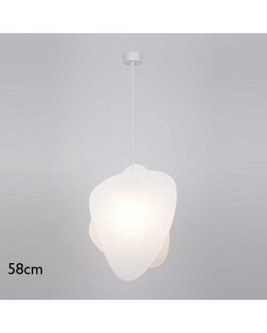 Ceiling lamp 58cm high with 2 white finished paper shades E27