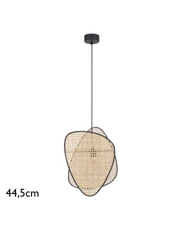 Lámpara de techo 44,5cm de alto con 2 pantallas de caña acabado natural E27