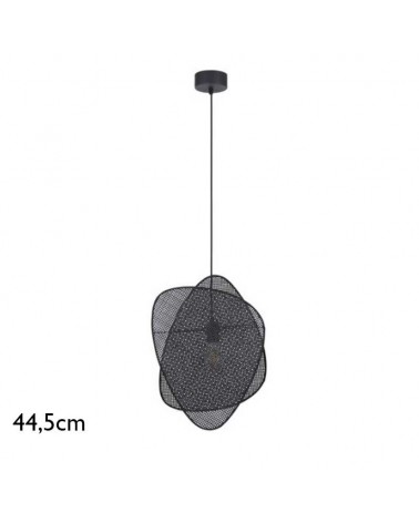 Ceiling lamp 44,5cm high with 2 reed shades black finish E27