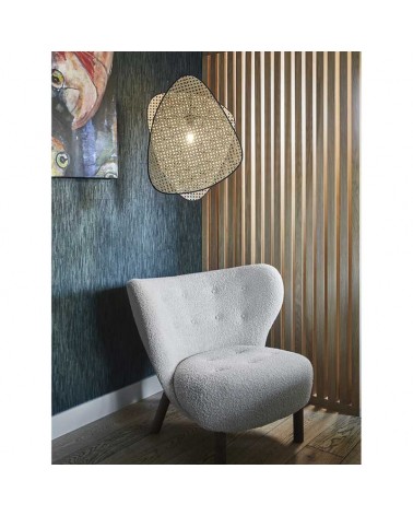 Ceiling lamp 58cm high with 2 cane shades in natural finish E27