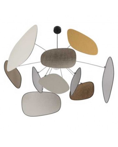 Ceiling lamp with 10 linen lampshades of different finishes E27