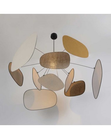 Lámpara de techo con 10 pantallas de lino de diferentes acabados E27