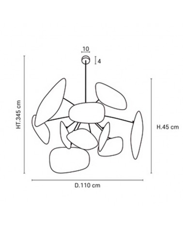Lámpara de techo con 10 pantallas de lino de diferentes acabados E27