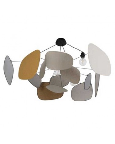 Ceiling lamp with 13 linen shades of different finishes 4xE27