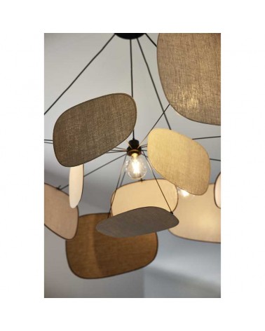 Ceiling lamp with 13 linen shades of different finishes 4xE27