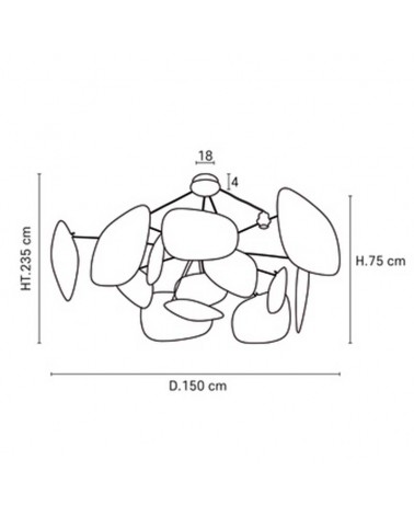 Ceiling lamp with 13 linen shades of different finishes 4xE27