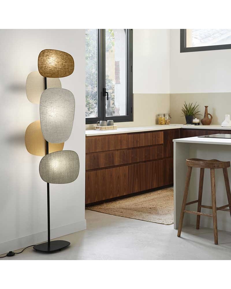 Floor lamp with 5 linen lampshades 174cm E27