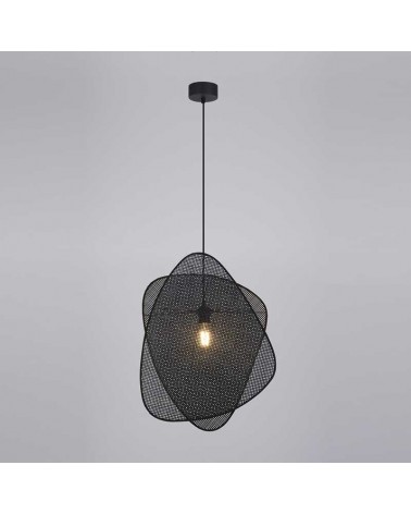 Ceiling lamp 58cm high with 2 reed shades black finish E27