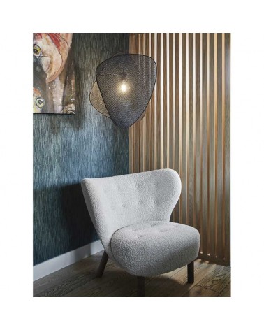 Ceiling lamp 58cm high with 2 reed shades black finish E27