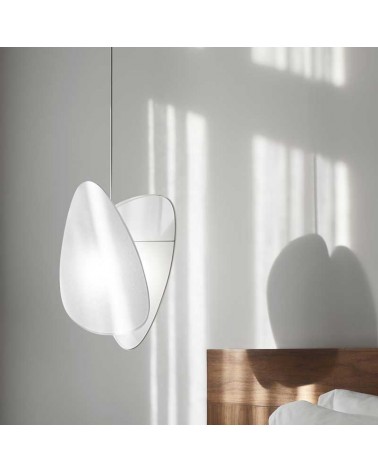 Ceiling lamp 44,5cm high with 2 white finished paper shades E27