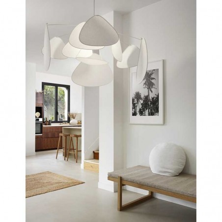 Ceiling lamp with 10 white finished paper shades E27