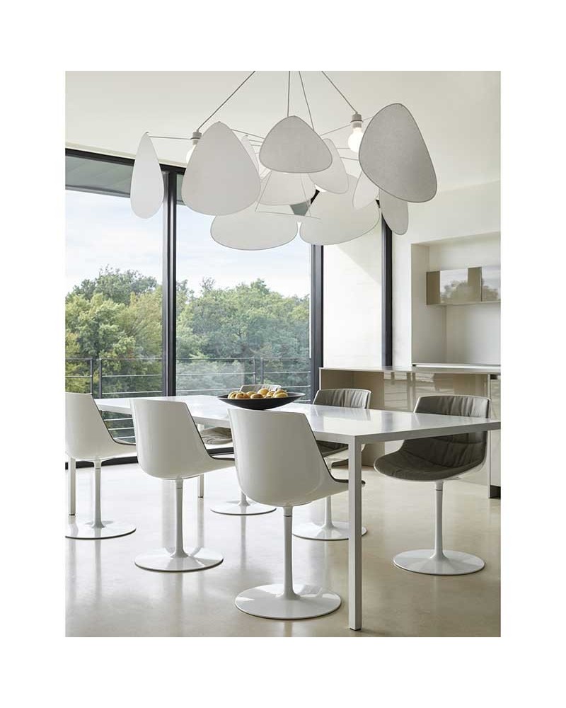 Lámpara de techo con 13 pantallas de papel acabado blanco 4xE27