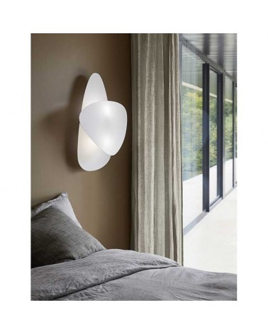 Wall light 59cm double flat paper lampshade white finish 2xE27