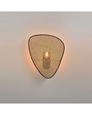Wall light 42cm flat cane screen natural finish E27