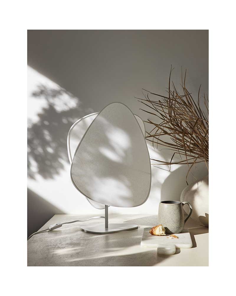 Table lamp 51cm double flat paper lampshade white finish E27