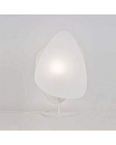 Table lamp 51cm double flat paper lampshade white finish E27