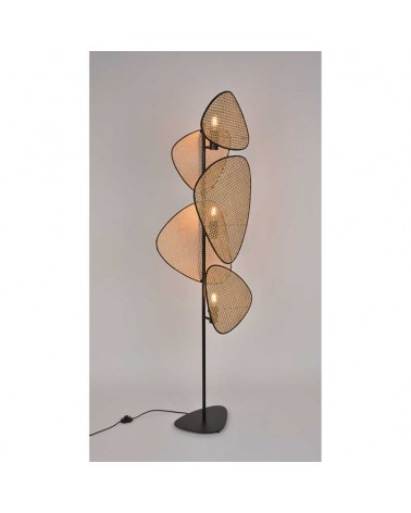 Floor lamp 179cm with five flat cane shades in a natural finish 3x27