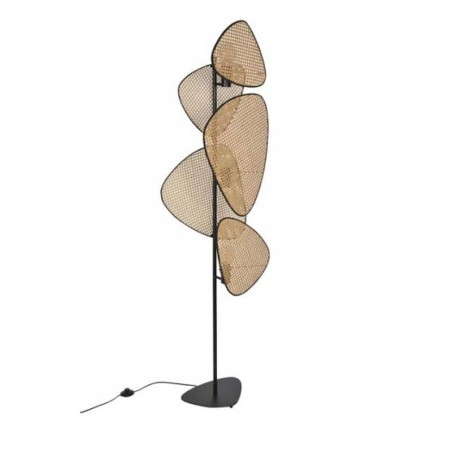Floor lamp 179cm with five flat cane shades in a natural finish 3x27