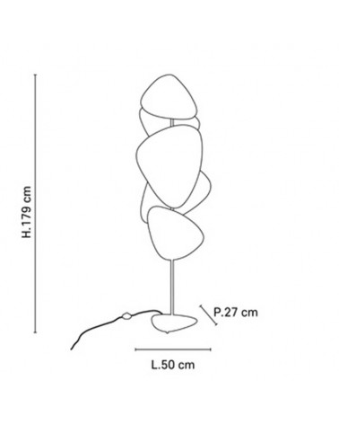 Floor lamp 179cm with five flat cane shades in a natural finish 3x27
