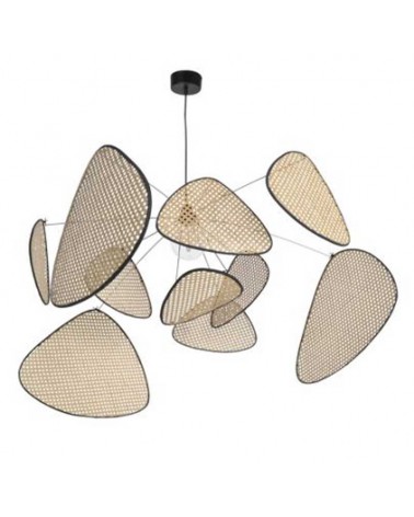 Lámpara de techo con 10 pantallas de caña acabado natural E27