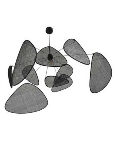 Ceiling lamp with 10 reed shades black finish E27