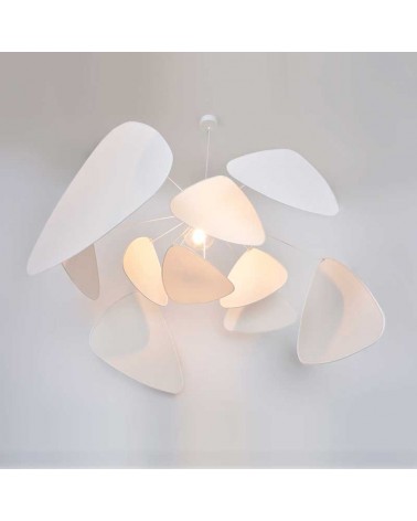 Ceiling lamp with 10 white finished paper shades E27