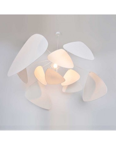 Ceiling lamp with 10 white finished paper shades E27