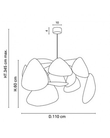 Lámpara de techo con 10 pantallas de papel acabado blanco E27