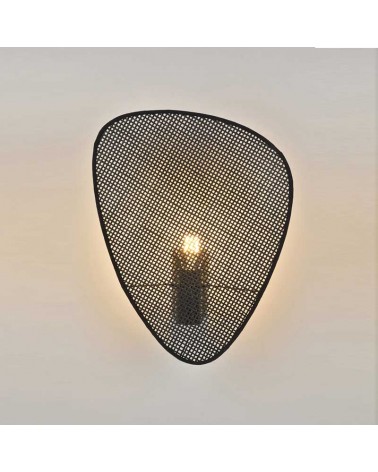 Wall light 42cm flat cane lampshade black finish E27