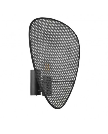 Aplique para pared 42cm pantalla plana de caña acabado negro E27