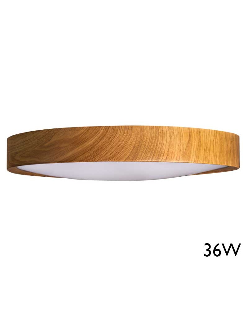 Ceiling light 43cm with wooden finished ring LED 36W 3000K with high luminosity