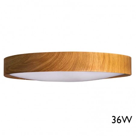 Ceiling light 43cm with wooden finished ring LED 36W 3000K with high luminosity