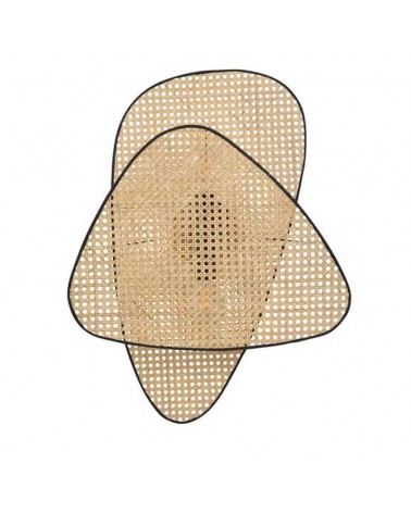 Wall light 59cm double flat cane lampshade natural finish 2xE27