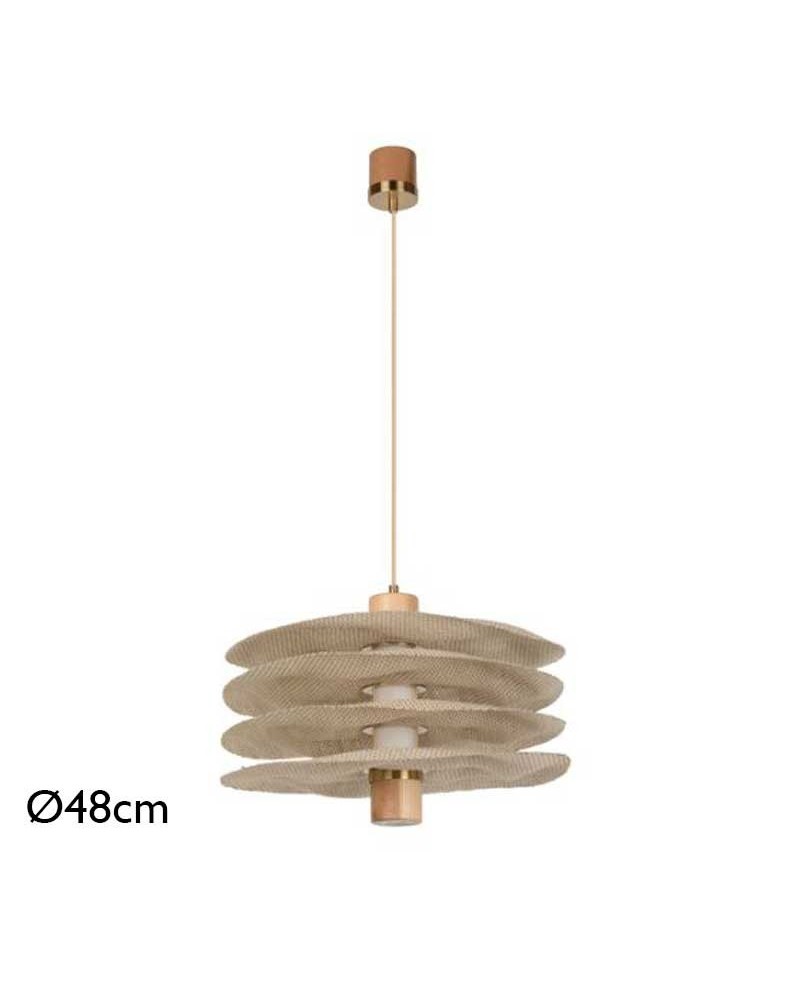 Lámpara de techo con 4 pantallas 48cm de lino acabado natural 2 casquillos R7S y GU10