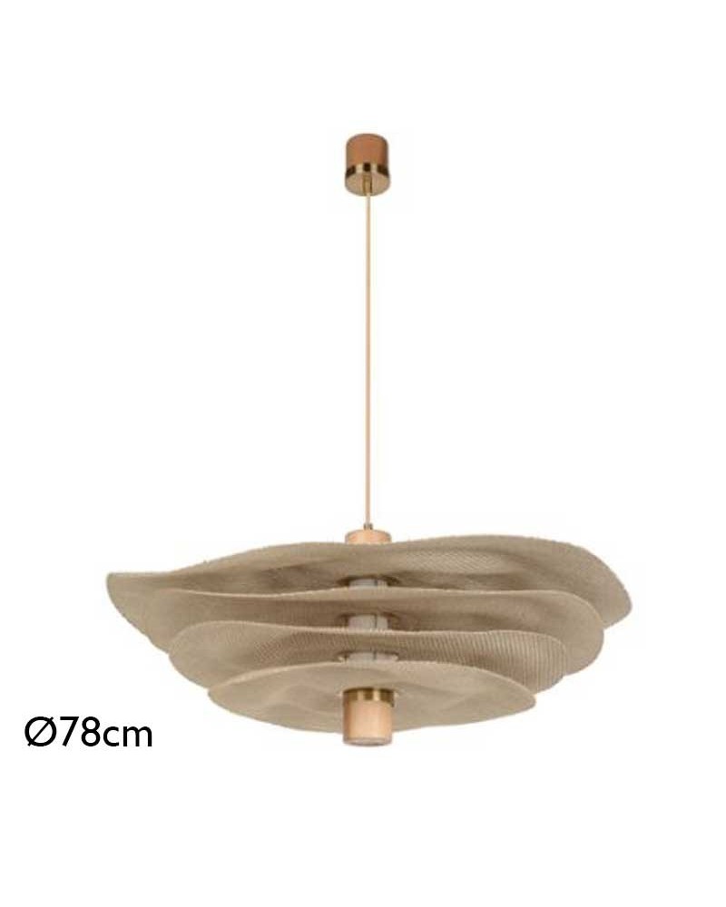 Ceiling lamp 78cm with 4 shades in natural finish linen 2 R7S and GU10 sockets