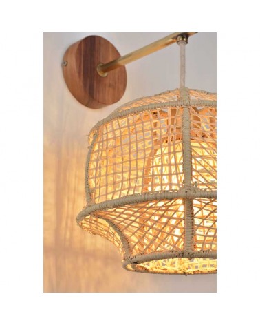 Wall light 28cm natural finish raffia E27