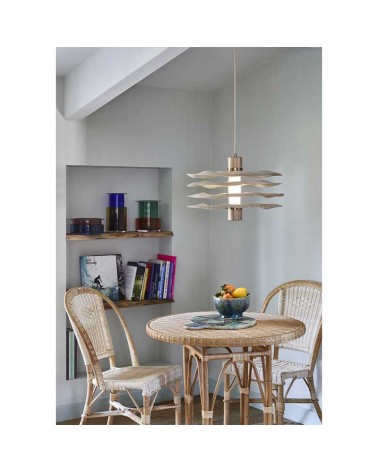 Ceiling lamp 48cm with 4 natural finish linen lampshades, 2 R7S and GU10 sockets