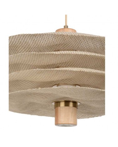 Ceiling lamp 48cm with 4 natural finish linen lampshades, 2 R7S and GU10 sockets