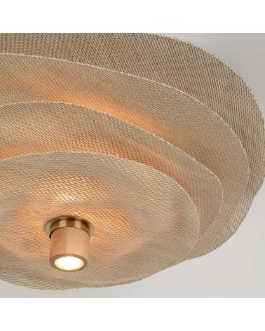 Ceiling lamp 78cm with 4 shades in natural finish linen 2 R7S and GU10 sockets