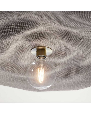Lámpara de techo 58cm de lino y madera acabado natural E27