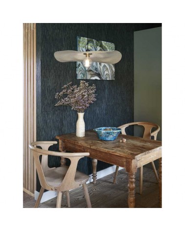 Lámpara de techo 68cm de lino y madera acabado natural E27