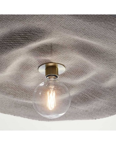 Ceiling lamp 78cm linen and wood with natural finish E27
