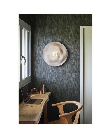 Wall light 48cm linen and wood natural finish E27