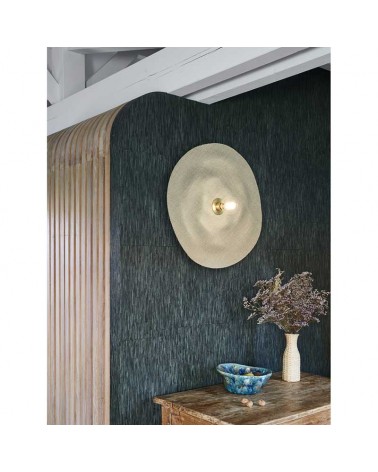 Wall light 68cm linen and wood natural finish E27