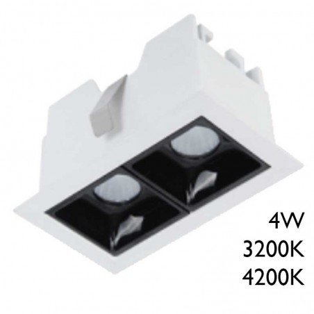 Linear LED Recessed Downlight 4W UGR19 anti-glare 30º 2 spotlights