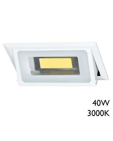Recessed rectangular LED wall spotlight 23cm 40W 3000K tilting