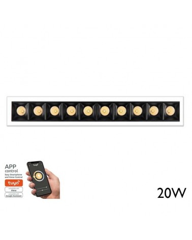 Lineal LED Downlight Empotrable 20W 30º 10 focos  Luz Graduable 2700K-6000K